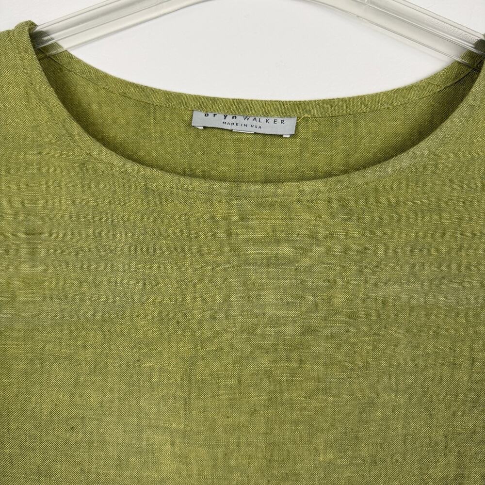 Bryn Walker 100% Linen Maxi Dress Women M Olive Oversized Minimalist Lagenlook - Picture 5 of 8